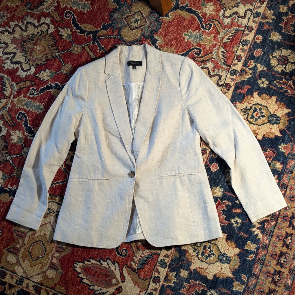 Talbots blazer, 100% linen, natural color, sz6